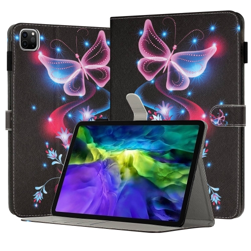

For iPad Pro 11 2022 / 2021 / 2020 Painted Leather Smart Tablet Case(Fluorescent Butterflies)
