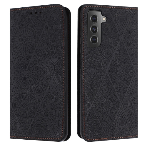 

For Samsung Galaxy S22 5G Ethnic Embossed Adsorption Leather Phone Case(Black)