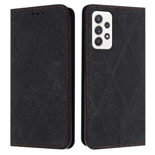 

For Samsung Galaxy A32 4G Ethnic Embossed Adsorption Leather Phone Case(Black)