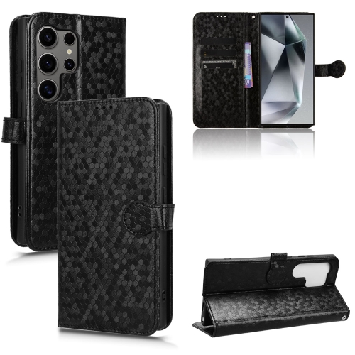 

For Samsung Galaxy S24 Ultra 5G Honeycomb Dot Texture Leather Phone Case(Black)