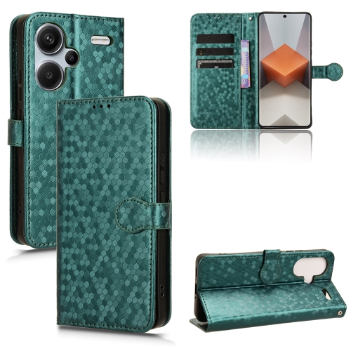 

For Xiaomi Redmi Note 13 Pro+ 5G Honeycomb Dot Texture Leather Phone Case(Green)