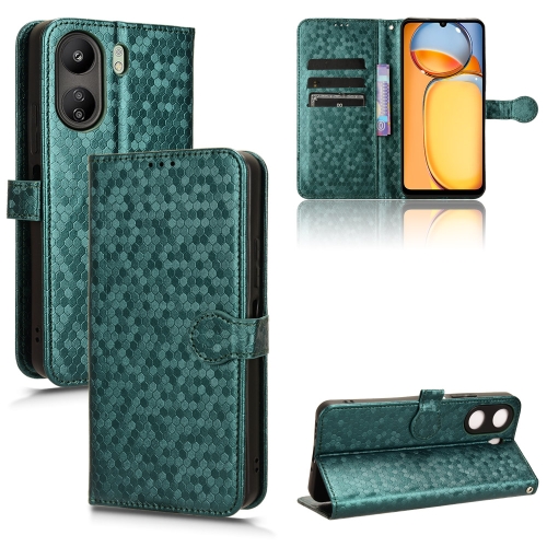 

For Xiaomi Redmi 13C / Poco C65 Honeycomb Dot Texture Leather Phone Case(Green)