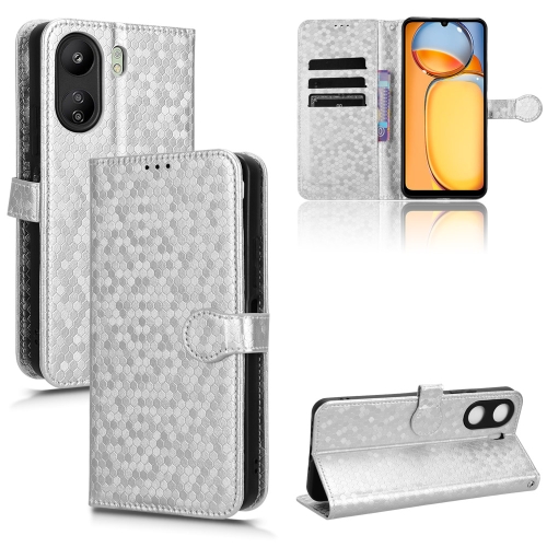 

For Xiaomi Redmi 13C / Poco C65 Honeycomb Dot Texture Leather Phone Case(Silver)