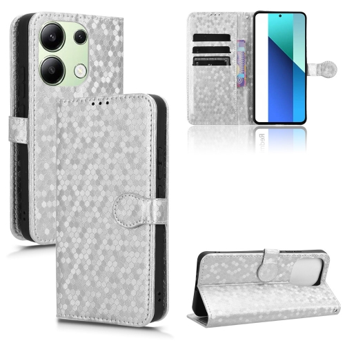 

For Xiaomi Redmi Note 13 4G Honeycomb Dot Texture Leather Phone Case(Silver)