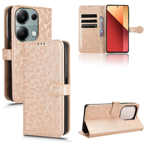 

For Xiaomi Redmi Note 13 Pro 4G Global Honeycomb Dot Texture Leather Phone Case(Gold)