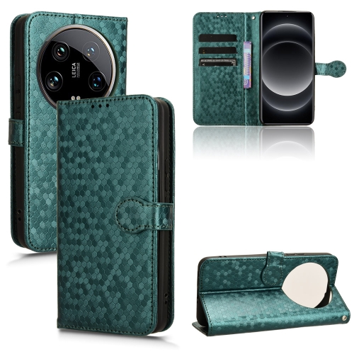 

For Xiaomi 14 Ultra Honeycomb Dot Texture Leather Phone Case(Green)