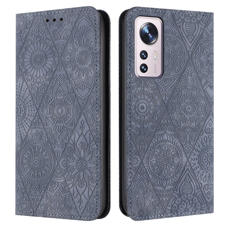 For Xiaomi 12 Lite Ethnic Embossed Adsorption Leather Phone Case(Grey) 
For Xiaomi 12 Lite Ethnic Embossed Adsorption Leather Phone Case(Grey)