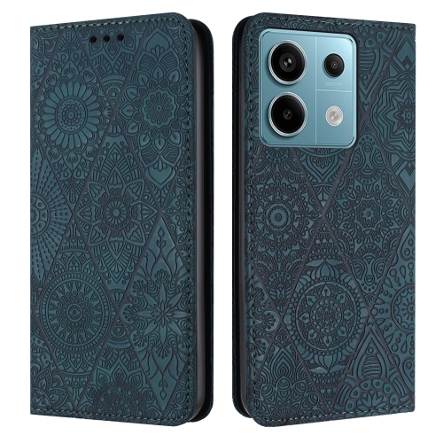 

For Xiaomi Redmi Note 13 Pro Ethnic Embossed Adsorption Leather Phone Case(Blue)
