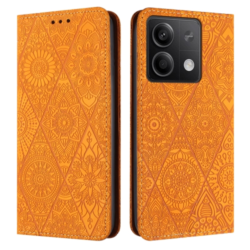 

For Xiaomi Redmi Note 13 Ethnic Embossed Adsorption Leather Phone Case(Yellow)