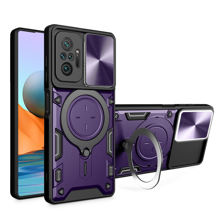 For Xiaomi Redmi Note 10 Pro 4G CD Texture Sliding Camshield Magnetic Holder Phone Case(Purple) 
For Xiaomi Redmi Note 10 Pro 4G CD Texture Sliding Camshield Magnetic Holder Phone Case(Purple)