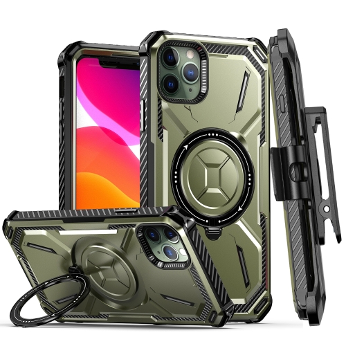 

For iPhone 11 Pro Max Armor Series Holder Phone Case with Back Clip(Army Green)