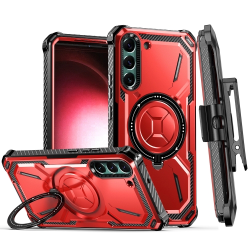 

For Samsung Galaxy S22 5G Armor Series Holder Phone Case with Back Clip(Red)