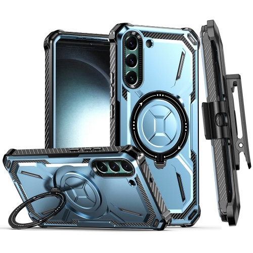 

For Samsung Galaxy S21 5G Armor Series Holder Phone Case with Back Clip(Blue)