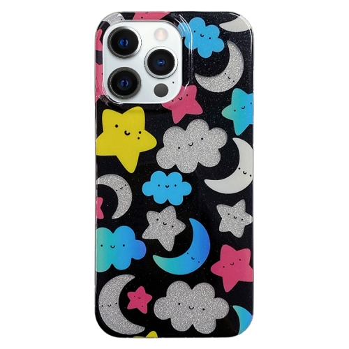 

For iPhone 13 Pro PC + TPU Dual-side Laminating IMD Phone Case(Black Star Moon)