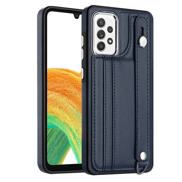 For Samsung Galaxy A33 5G Shockproof Leather Phone Case with Wrist Strap(Blue)
For Samsung Galaxy A33 5G Shockproof Leather Phone Case with Wrist Strap(Blue)