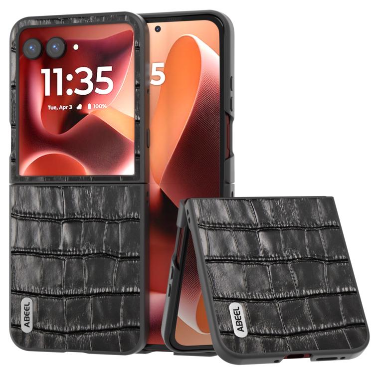 For Motorola Razr 60 Ultra ABEEL Crocodile Texture Genuine Leather Phone Case(Black)
For Motorola Razr 60 Ultra ABEEL Crocodile Texture Genuine Leather Phone Case(Black)