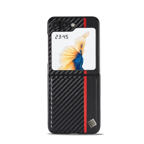 

For Samsung Galaxy Z Flip5 LC.IMEEKE Carbon Fiber PU + TPU Horizontal Flip Leather Phone Case(Vertical Black)