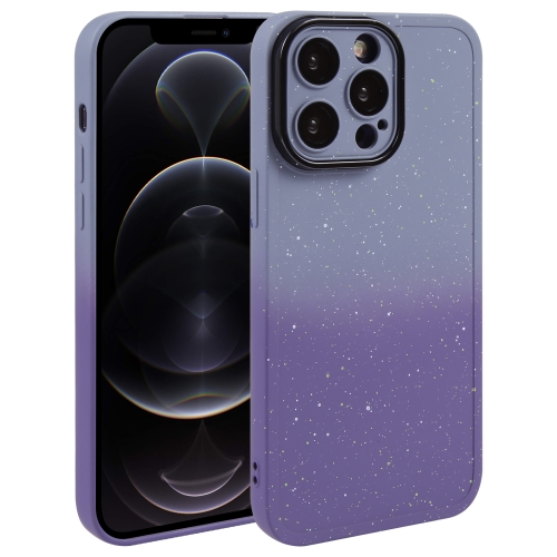 

For iPhone 12 Pro Max Gradient Starry Silicone Phone Case with Lens Film(Grey Purple)