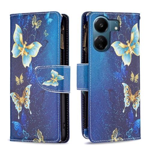 

For Xiaomi Redmi 13C Colored Drawing Pattern Zipper Leather Phone Case(Big Butterfly)