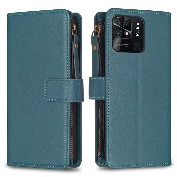 For Xiaomi Redmi 10C 9 Card Slots Zipper Wallet Leather Flip Phone Case(Green)
For Xiaomi Redmi 10C 9 Card Slots Zipper Wallet Leather Flip Phone Case(Green)
