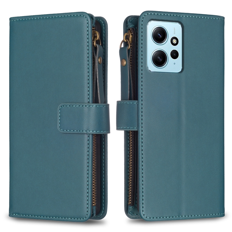 For Xiaomi Redmi Note 12 4G 9 Card Slots Zipper Wallet Leather Flip Phone Case(Green)
For Xiaomi Redmi Note 12 4G 9 Card Slots Zipper Wallet Leather Flip Phone Case(Green)
