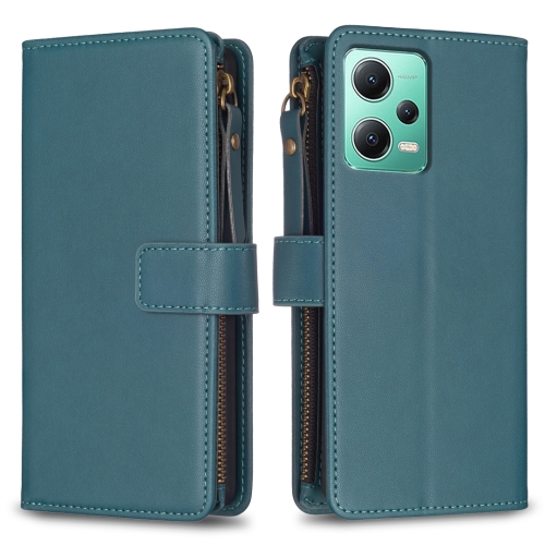 For Xiaomi Redmi Note 12 5G 9 Card Slots Zipper Wallet Leather Flip Phone Case(Green)
For Xiaomi Redmi Note 12 5G 9 Card Slots Zipper Wallet Leather Flip Phone Case(Green)