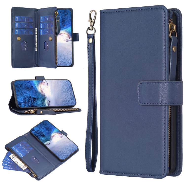 For Xiaomi Redmi 12 4G 9 Card Slots Zipper Wallet Leather Flip Phone Case(Blue)
For Xiaomi Redmi 12 4G 9 Card Slots Zipper Wallet Leather Flip Phone Case(Blue)