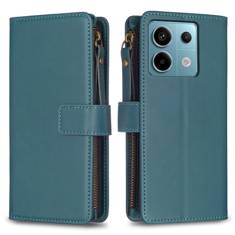 For Xiaomi Poco M6 Pro 4G 9 Card Slots Zipper Wallet Leather Flip Phone Case(Green)
For Xiaomi Poco M6 Pro 4G 9 Card Slots Zipper Wallet Leather Flip Phone Case(Green)