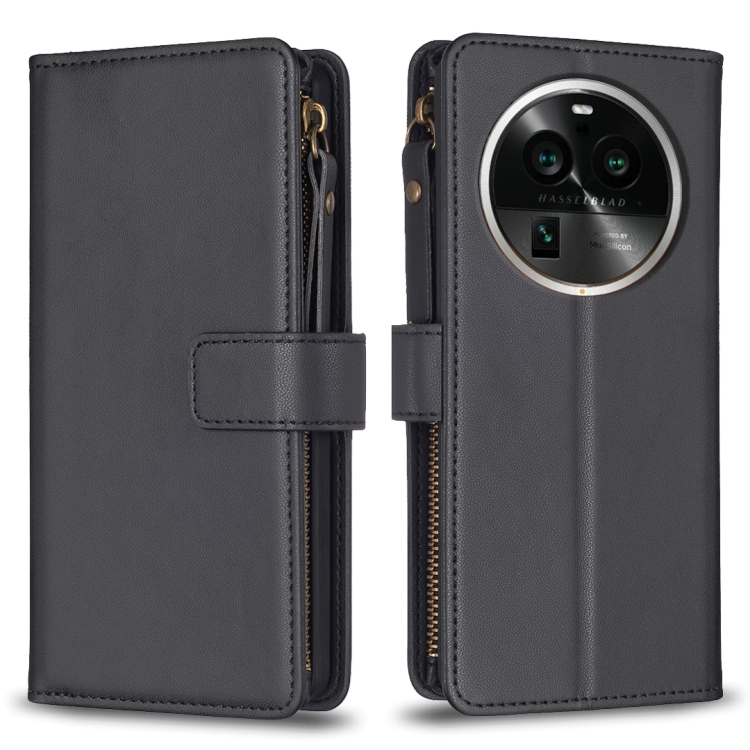 For OPPO Find X6 Pro 9 Card Slots Zipper Wallet Leather Flip Phone Case(Black)
For OPPO Find X6 Pro 9 Card Slots Zipper Wallet Leather Flip Phone Case(Black)