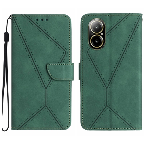 

For Realme C67 4G Stitching Embossed Leather Phone Case(Green)