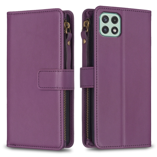 For Samsung Galaxy A22 5G 9 Card Slots Zipper Wallet Leather Flip Phone Case(Dark Purple)
For Samsung Galaxy A22 5G 9 Card Slots Zipper Wallet Leather Flip Phone Case(Dark Purple)