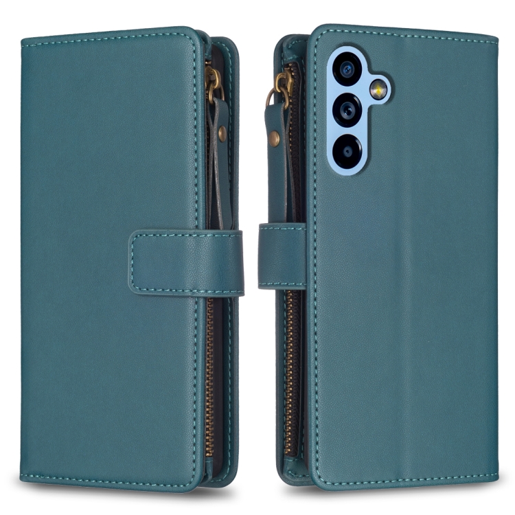 For Samsung Galaxy A54 5G 9 Card Slots Zipper Wallet Leather Flip Phone Case(Green)
For Samsung Galaxy A54 5G 9 Card Slots Zipper Wallet Leather Flip Phone Case(Green)
