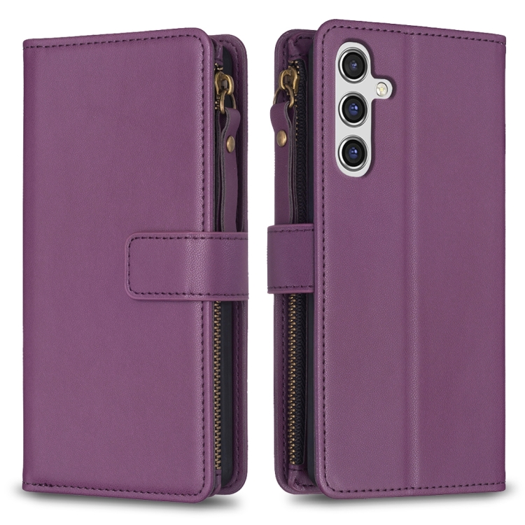For Samsung Galaxy A55 9 Card Slots Zipper Wallet Leather Flip Phone Case(Dark Purple)
For Samsung Galaxy A55 9 Card Slots Zipper Wallet Leather Flip Phone Case(Dark Purple)