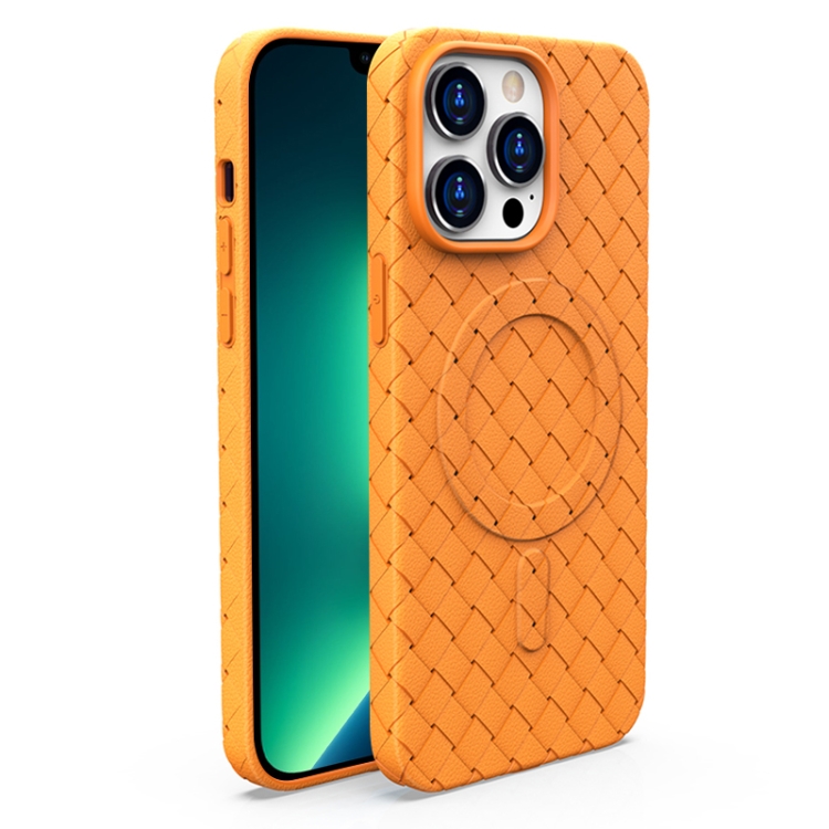 For iPhone 13 Pro Max Woven Pattern MagSafe Magnetic Cooling Phone Case(Orange)
For iPhone 13 Pro Max Woven Pattern MagSafe Magnetic Cooling Phone Case(Orange)