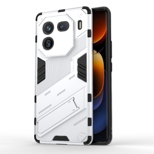 

For vivo iQOO 12 Pro 5G Punk Armor 2 in 1 PC + TPU Phone Case with Holder(White)