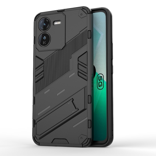 

For vivo iQOO Z9 5G Punk Armor 2 in 1 PC + TPU Phone Case with Holder(Black)