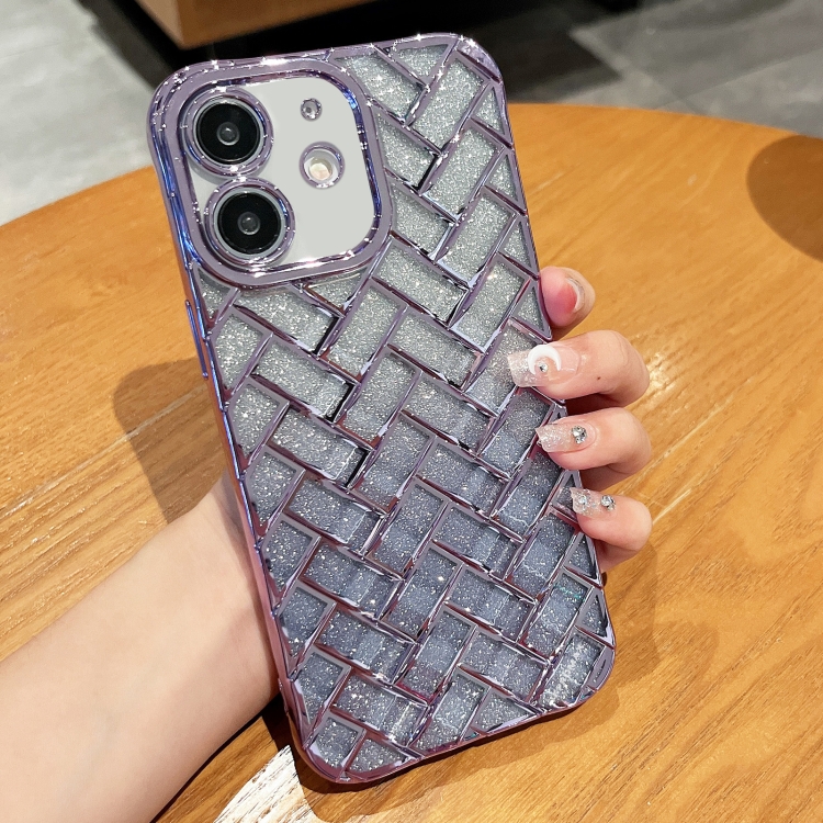 For iPhone 12 Woven Grid 3D Electroplating Laser Engraving Glitter Paper Phone Case(Purple)
For iPhone 12 Woven Grid 3D Electroplating Laser Engraving Glitter Paper Phone Case(Purple)