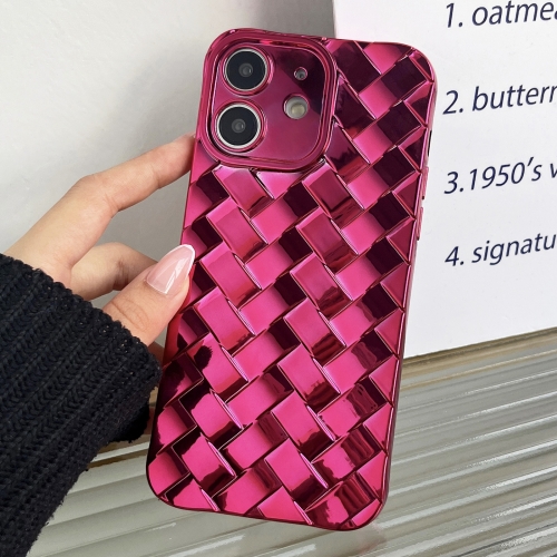 

For iPhone 11 Retro Weave Texture Electroplating Phone Case(Rose Red)