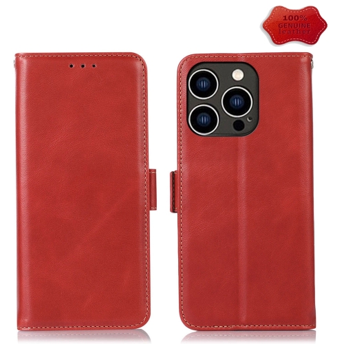 

For iPhone 15 Pro Crazy Horse Top Layer Cowhide Leather Phone Case(Red)