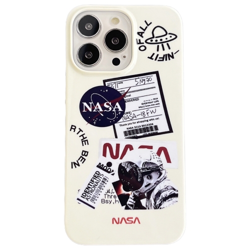 

For iPhone 13 Pro Astronaut Pattern Glossy PC Phone Case(White)