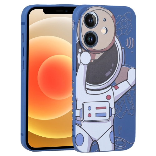 

For iPhone 12 Spaceman Binoculars Phone Case(Blue and Beige)