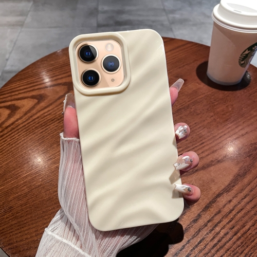 

For iPhone 11 Pro Max Solid Color Wave Texture TPU Phone Case(Beige)