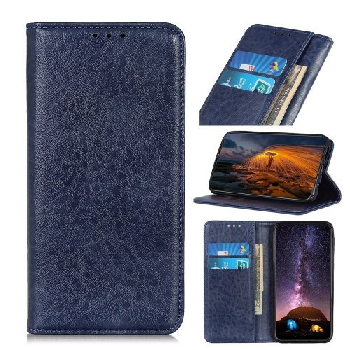 

For iPhone 15 Magnetic Crazy Horse Texture Horizontal Flip Leather Phone Case(Blue)