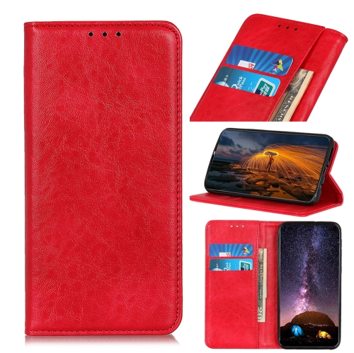 

For iPhone 15 Magnetic Crazy Horse Texture Horizontal Flip Leather Phone Case(Red)