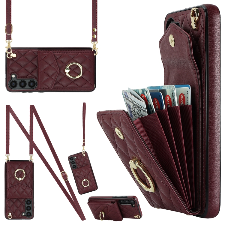For Samsung Galaxy S23+ 5G Rhombic Texture Card Bag Phone Case with Long Lanyard(Wine Red)
For Samsung Galaxy S23+ 5G Rhombic Texture Card Bag Phone Case with Long Lanyard(Wine Red)