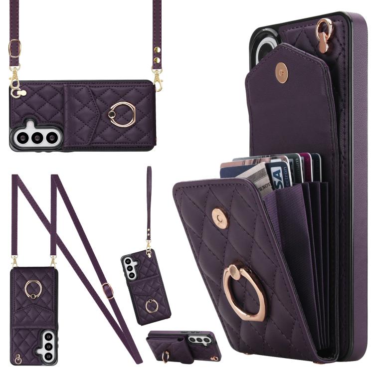 For Samsung Galaxy S26 5G Rhombic Texture Card Bag Phone Case with Long Lanyard(Dark Purple)
For Samsung Galaxy S26 5G Rhombic Texture Card Bag Phone Case with Long Lanyard(Dark Purple)