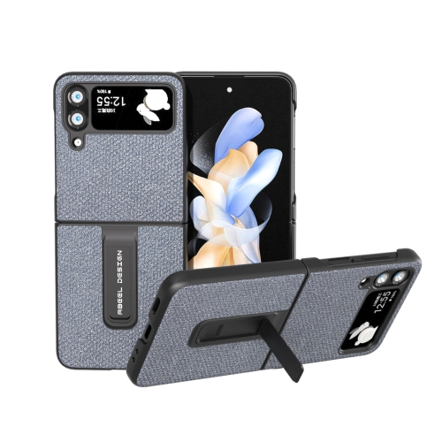 

For Samsung Galaxy Z Flip4 Diamond Series Black Edge Phone Case with Holder(Black)