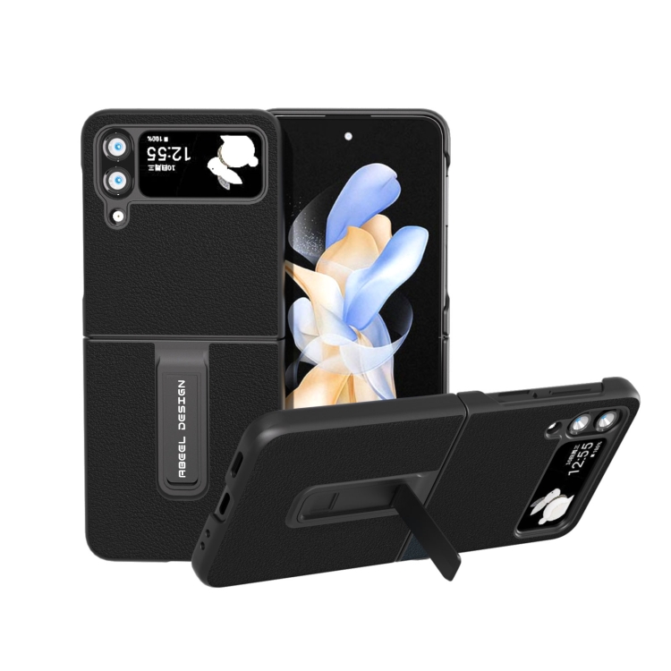 For Samsung Galaxy Z Flip4 ABEEL Genuine Leather Wave Black Edge Phone Case with Holder(Black)
For Samsung Galaxy Z Flip4 ABEEL Genuine Leather Wave Black Edge Phone Case with Holder(Black)