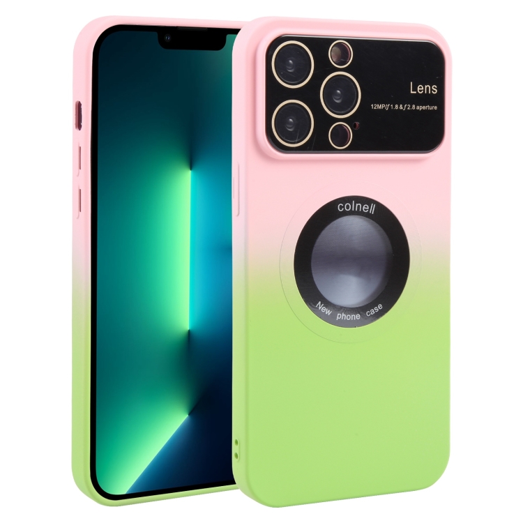 For iPhone 13 Pro Max Gradient Silicone Shockproof Magsafe Phone Case with Lens Film(Pink Green)
For iPhone 13 Pro Max Gradient Silicone Shockproof Magsafe Phone Case with Lens Film(Pink Green)
