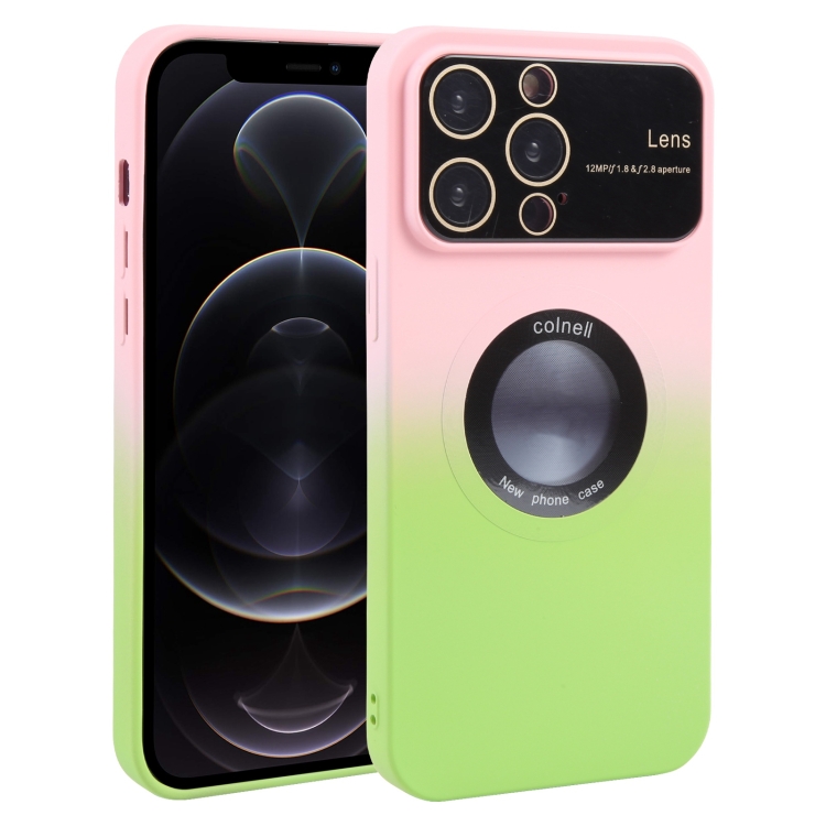 For iPhone 12 Pro Gradient Silicone Shockproof Magsafe Phone Case with Lens Film(Pink Green)
For iPhone 12 Pro Gradient Silicone Shockproof Magsafe Phone Case with Lens Film(Pink Green)